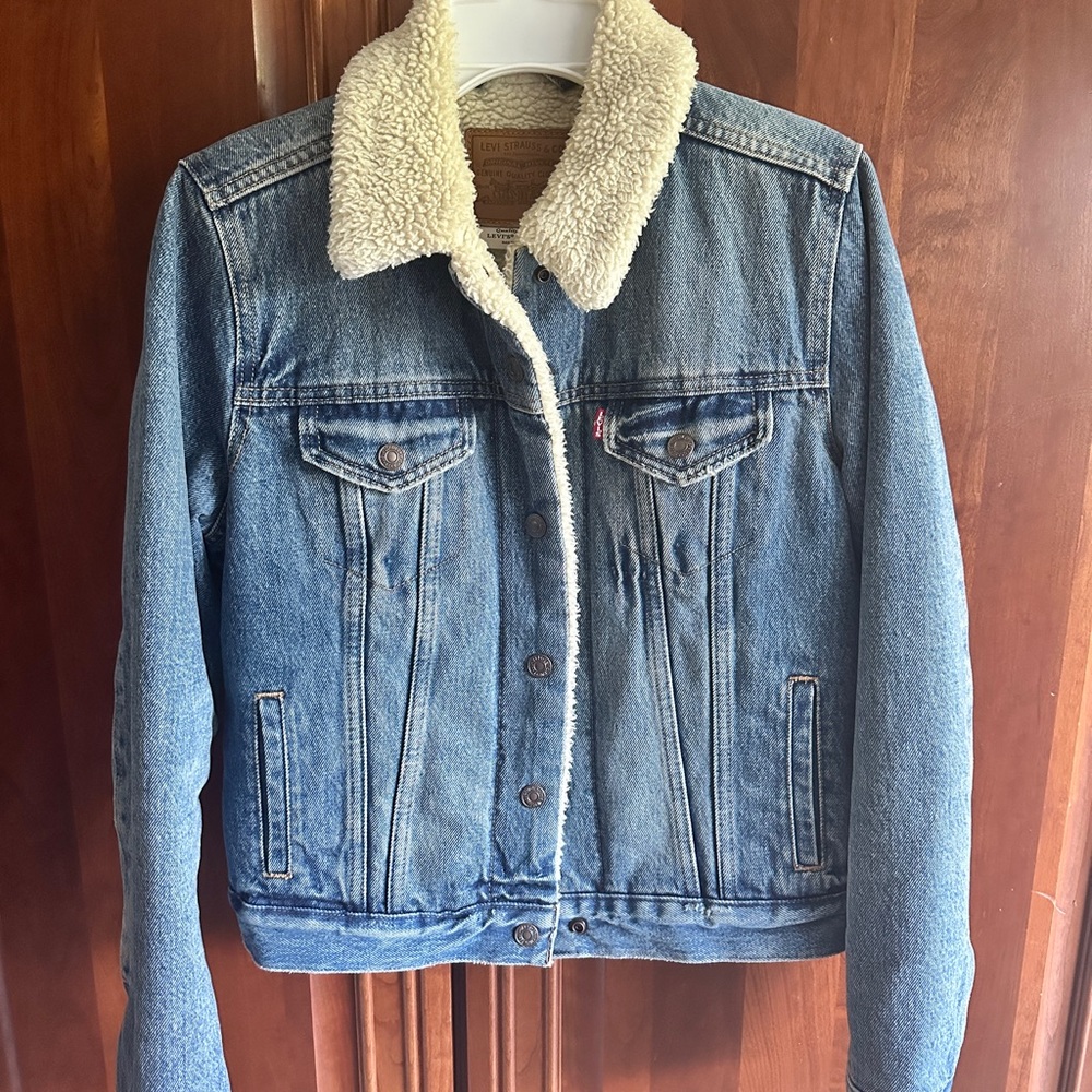 Levi's Cream Sherpa Lined Jacket